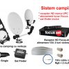 Sistem TV satelit camping cu receptor HD (UPC) si abonament TV FocusSat